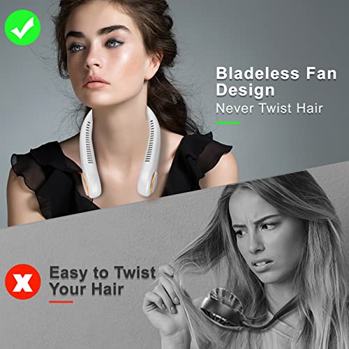 Portable Neck Fan, Hands-Free Bladeless Fan, 360°C Cooling Personal Fan with 3 Speed Adjustment, 4000 mAh Battery Rechargeable USB Fan for Traveling, Hiking and Outdoor Activities