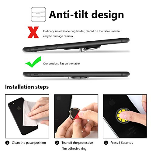 [Gift\'s Choice] Phone Ring Holder Stand, GOTITENI Stylish iPhone 360° Ring Zinc Alloy Lemon Cell Phone Grip For iPhone 7 6 6s Plus 5s se Galaxy S8 iPad Smartphone Tablet, Black