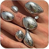 XIAOMOJEW Chunky Gold Rings Set for Women Pearl Flower Crystal Open Statement Knuckle Finger Rings Punk Party Jewelry