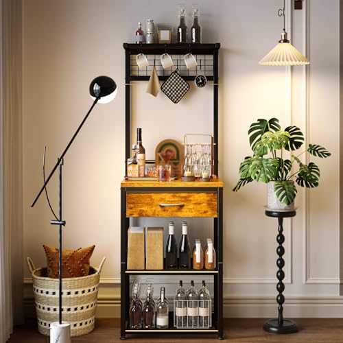 Simple Wisdom Alacenas para Cocina,Muebles para Cocina con 5 Ganchos,Estante para Cocina Microondas,Estante Organizador,Sala(Retro)