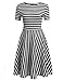 ACEVOG Women O-Neck Short Sleeve Striped Solid Casual Flared A-Line Swing Dress