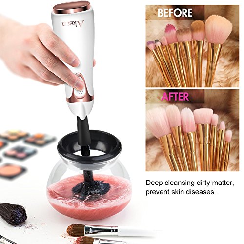 Makeup Brush Cleaner,Akean Professional Makeup Brush Cleaner and Dryer Machine, Cleans and Dries All Makeup Brushes in Seconds (White) Beauty & Personal Care, Tools & Accessories, Makeup Brushes & Tools, Brush Cleaners