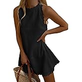LOAIHA Linen Tank Tops for Women Summer Mini Sundress Loose Fit Sleeveless Tunic Tops Plus Size Stylish Lace Hem Tunic Dress