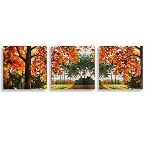3 Piece Canvas Wall Art for Living Room Bedroom Home Artwork Romantic Autumn Scenery Paintings Ready to Hang - 12"x12"x3 Panels