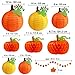Supla 23 Pack Fall Decorations Hanging Honeycomb Paper Tissue Pumpkins Hanging Pumpkin Paper Lanterns Fall Hanging Swirl Maple Leaf Paper Garland for Thanksgiving Halloween Shower Birthday Party Decor