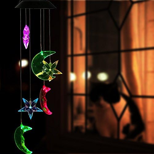 Color-Changing LED Solar Mobile Wind Chime, Pathonor LED Changing Light Color Waterproof Six Hummingbird Wind Chimes For Home/ Party/ Night Garden Decoration