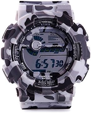 TAIXUN Kids Outdoor Sports Digatal Analog Dual Time TPU Band Electric Dress Wrist Watch Military Camouflage Led Waterproof Watch White