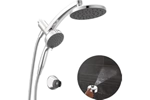 Delta 6-Setting PivotPro 3-in-1 Combination Shower Head with ProClean Spray, Chrome Round Shower Head Rainfall with Handheld 