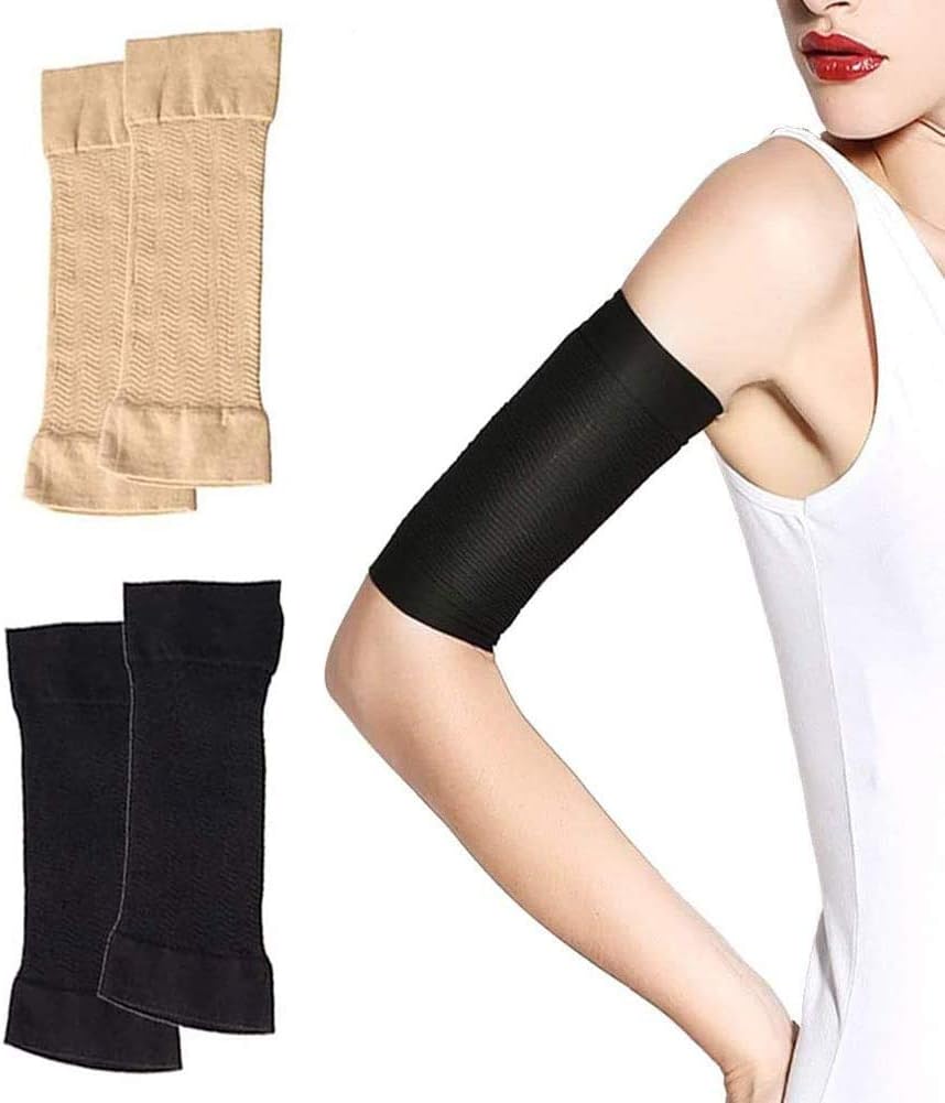 2 Pairs Arm Slimming Shaper Arm Compression Sunscreen Wrap Sleeve for Women Weight Loss Upper Arm Shaper Helps Lose Arm Fat Toneup Arm Shaping Sleeves for Beauty Women