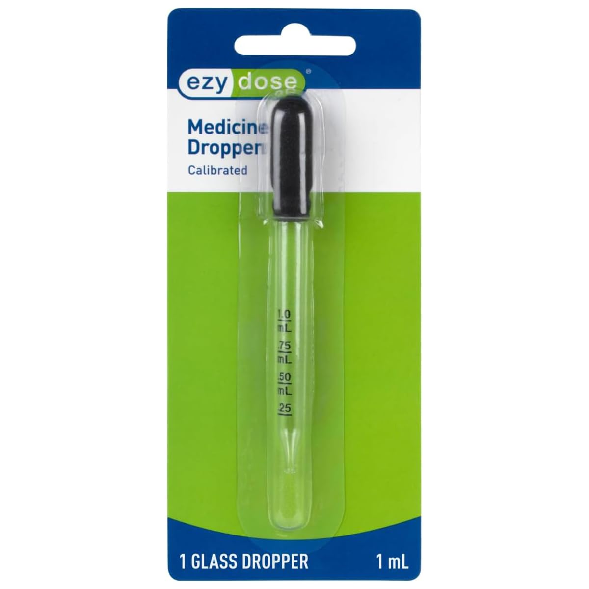 EZY DOSE Ear and Eye Medicine Dropper For Liquid & Essential Oils 1mL Capacity Calibrated Glass, Clear