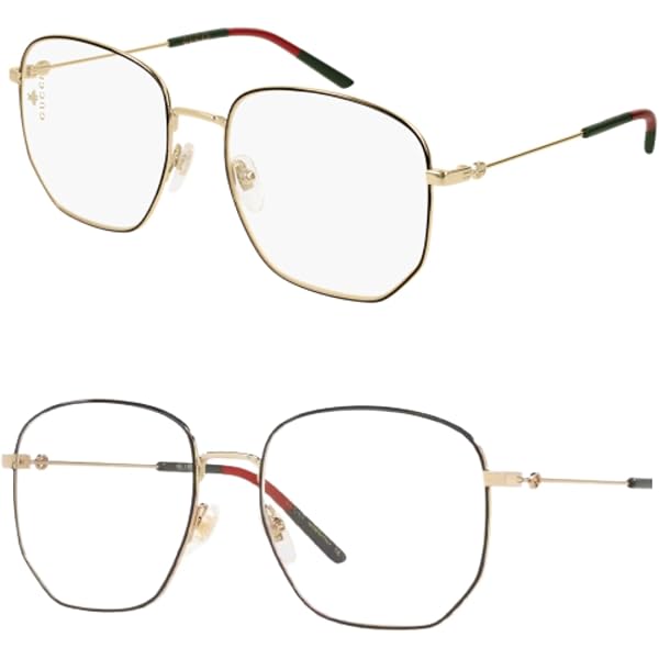 Amazon.com: Gucci Octagonal Eyeglasses GG0396O 002 Gold  display picture 3