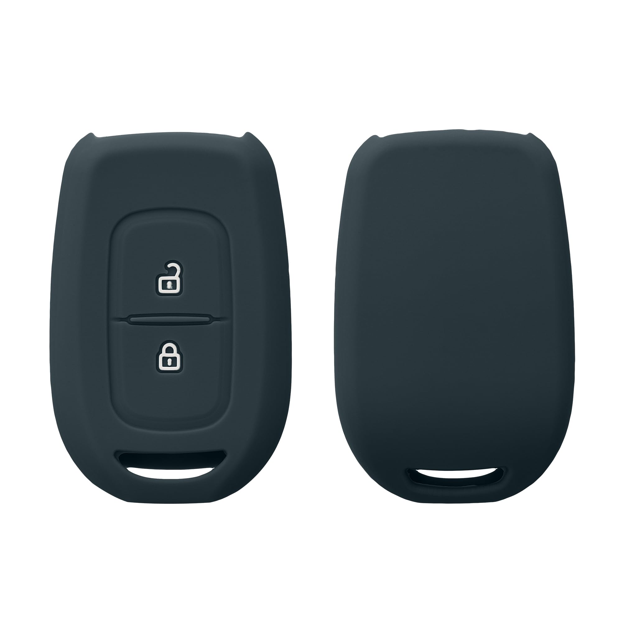 kwmobile Key Cover Compatible with Renault Dacia 2 Button Remote Control Car Key - Soft Silicone Car Key Fob Holder Protector Case - Dark Slate