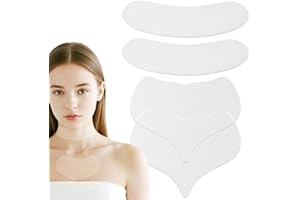 4pcs Chest and Neck Wrinkle Pads, White Silicone Reusable Anti Wrinkle Patches Women Neck Cleavage Beauty Accessory for Sleep
