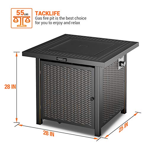 TACKLIFE Propane Fire Pit Table, 28 Inch, 50,000 BTU, AutoIgnition