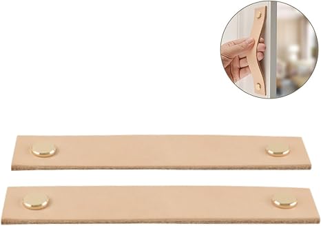 Wingoffly 2pcs Genuine Leather Drawer Pulls Wardrobe Cabinet Knobs