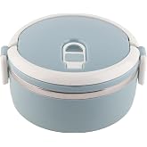 Ejoyous Lunch Box Container, Portable Stainless Steel Blue Lunch Box Single Layer Capacity 0.7 L Food Warmer Lunch Container for Rice Noddles Good Sealing Food Container