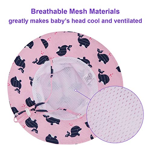 Kirecoo Baby Sun Hat, Toddler Breathable Bucket Hat Cap with Mesh Storage Bag (Whale, 2-3 Years)