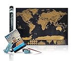 World Scratch Off Travel Map – Large Scrape-Off Earth Wall Poster For Adventurous Travelers – Perfect Traveller’s Personalized Gift, Stylish Memory Keeper With FREE Scratch Pen & E-Book