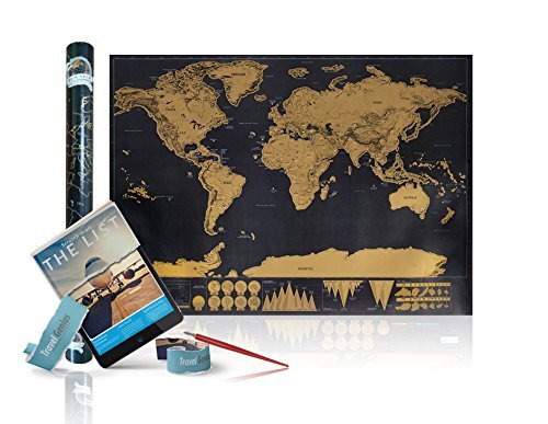 World Scratch Off Travel Map – Large Scrape-Off Earth Wall Poster For Adventurous Travelers – Perfect Traveller’s Personalized Gift, Stylish Memory Keeper With FREE Scratch Pen & E-Book