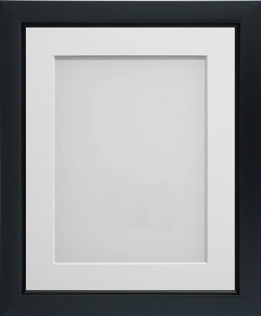Frame Company Ainsworth Range Black 8x8 inch Picture Photo Frame with White Mount for Image 5x5 inch * Choice of Sizes* Fitted with Real Glass