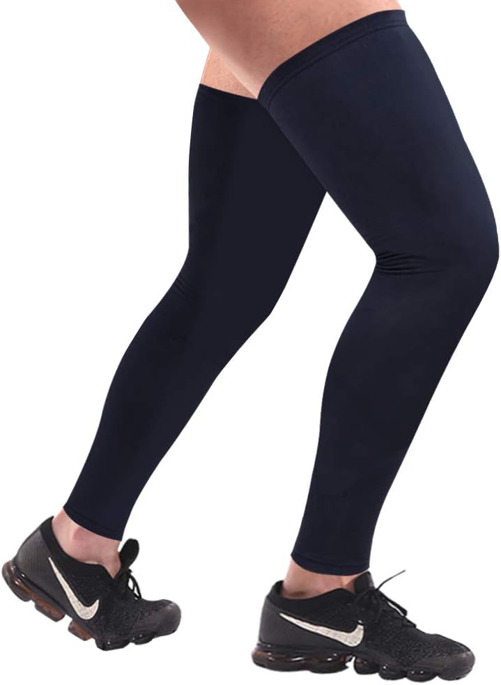 HuiYee Sports Compression UV Long Leg Sleeves for Running Basketball Football Cycling and Other Sports(3 Sizes, 1 Pair)
