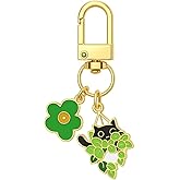 DONWOIE Cat Keychain – Green Clover and Hidden Black Cat in Green Leaves, Cute and Charming Accessory for Bag Charms