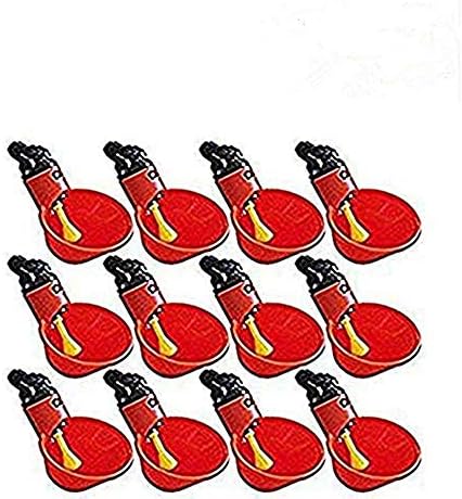 Correct decision All 12 Pieces Automatic Chicken/Poultry Drinkers/Waterers with Cups Watering Cups Bowls Red Plastic Backyards Chicken Flock Duck Bird Water Feeder