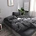 LIFETOWN 100% Jersey Knit Cotton Duvet Cover Set T-Shirt Feel Bedding Set Ultra Soft Wrinkle-Free (Heathered Dark Grey, Twin)