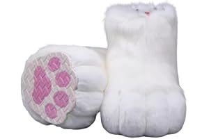 TURSUIT Fursuit feet paw Shoes kit Plush Furry Boots fursuit Costume paw Shoes Halloween Accessories Cosplay Costume Comic Exhibition (White, 9.84 in)