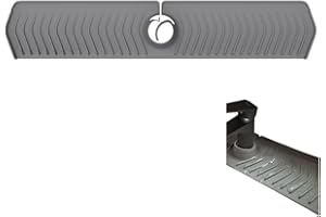 2025 New Foldable Kitchen Sink Faucet Mat - 30in (29.9"x5.7") Silicone Sink Mat, Gray Faucet Guard & Draining Mat - Keep Coun