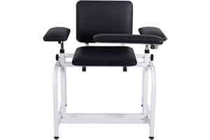 COOLWAVE Comfortable Padded Phlebotomy Chair with Arms, Blood Drawing Chair with Adjustable Armrest, Lab Chair for Drawing Blood (Black) (Left)