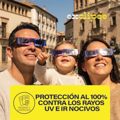 10 Gafas Eclipse Solar con 3 Filtros para Móvil – Certificadas ISO 12312-2, CE & UKCA, Kit Completo para Ver y Fotografiar el Eclipse 2026