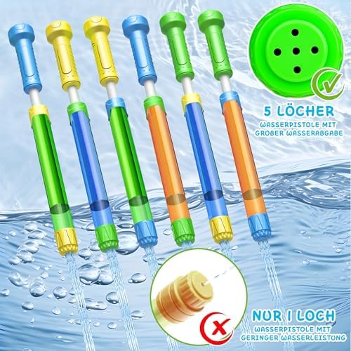6 Stück Wasserpistole Kinder, 32cm Wasserspritze Wasserspritzpistole Kinder