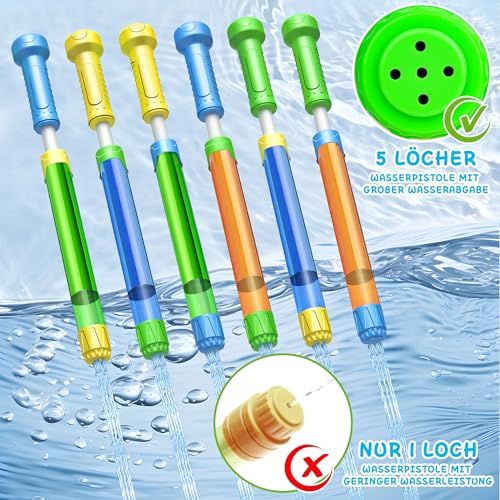 Pack of 6 Children's Water Gun, 32 cm Water Sprayer Water Spray Gun Children with 8-10 m Feet Long Range Spray Gun Water Colourful Set for Boys and Girls Party Beach Pool Toy