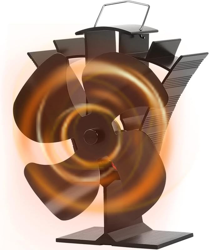 Photo 1 of VODA Wood Stove Fan Small New Designed 4 Blades Heat Powered Fireplace Fan for Home Wood/Log Burner/Fireplace(Black)