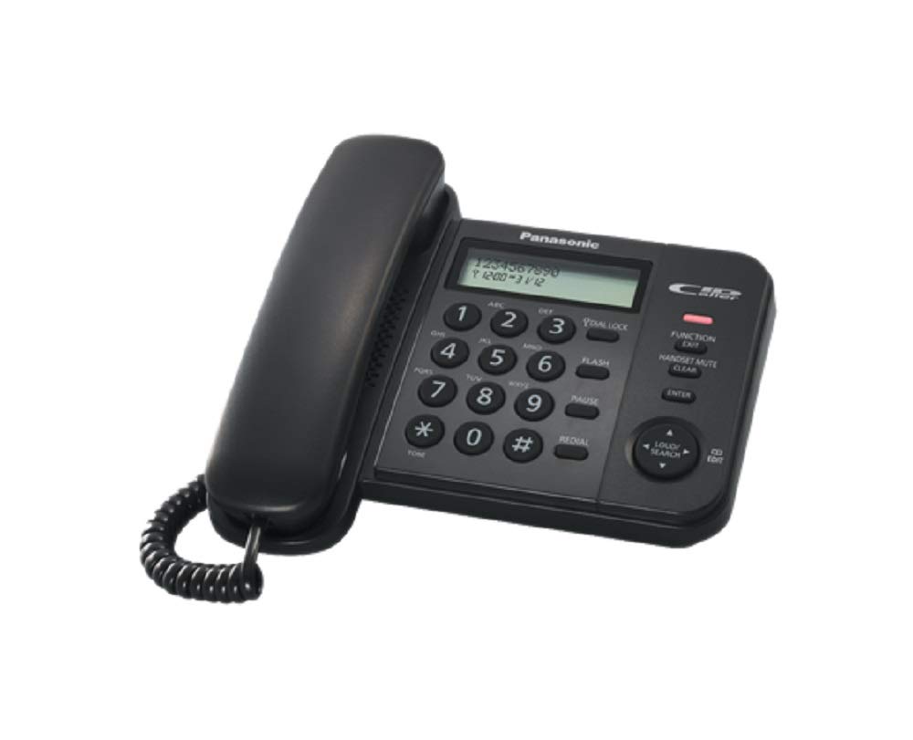 Panasonic KX-TS560EX1B telephone - telephones (Black, LCD, AA, 190 x 95 x 196 mm)