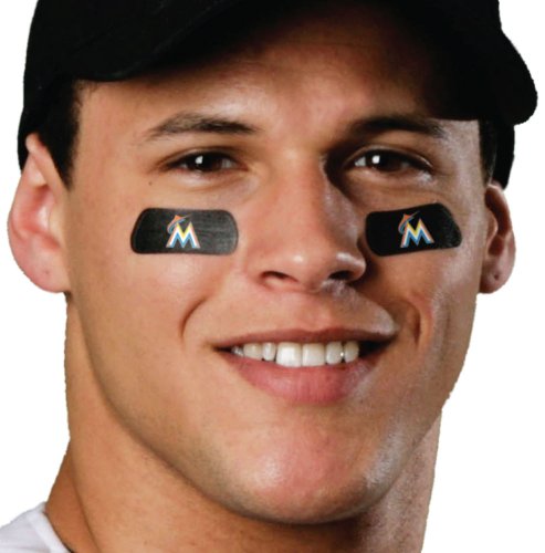 image for (24 Strips) Eye Black - Miami Marlins MLB Eye Black Anti Glare Strips,