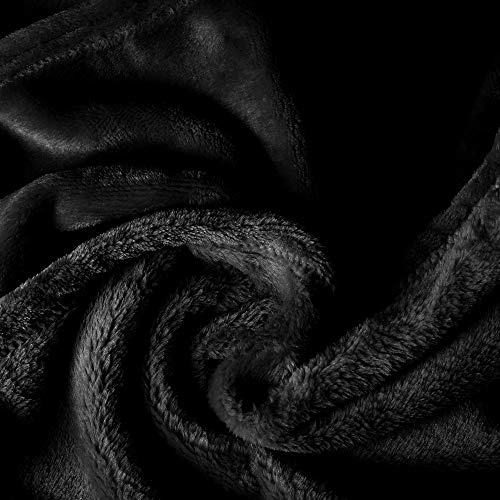 Edow Flannel Throw Blanket, Soft Plush Lightweight Nap Throw Blanket for Couch, Sofa, Bed, Travel. (Black, Throw(40"x60")) - Thumbnail 4