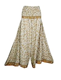 Mogul Interior Elena Women's Printed Palazzo Pant Skirt High Waist Split Skirts S/M