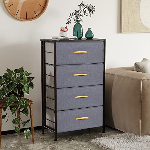 WAYTRIM Fabric 4 Drawers Storage Organizer Unit, Wide Chest of Drawers