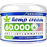 Hemp Cream for Pain Relief - 60,000 MG American Hemp Extract - Natural Treatment with Emu Oil, Arnica, MSM & Menthol for Muscle, Joint, Sciatica & Back Pain - Made in USA - Omega 3-6-9 Infused