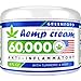 Hemp Cream for Pain Relief - 60,000 MG American Hemp Extract - Natural Treatment with Emu Oil, Arnica, MSM & Menthol for Muscle, Joint, Sciatica & Back Pain - Made in USA - Omega 3-6-9 Infused