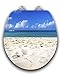 TOPSEAT Art of Acryl Round Toilet Seat w/Slow Close Chromed Metal Hinges, Wood, Sandy