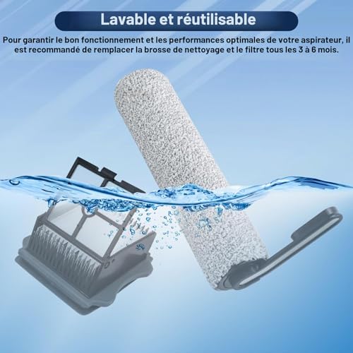 Accessories for Tineco Floor One S5/S5 Pro/S5 Pro 2/S5 Extreme Dual Spare Parts for Water and Dust Vacuum Cleaner Pack of 5 Accessories-2 Brush Rollers, 2 Replacement Filters