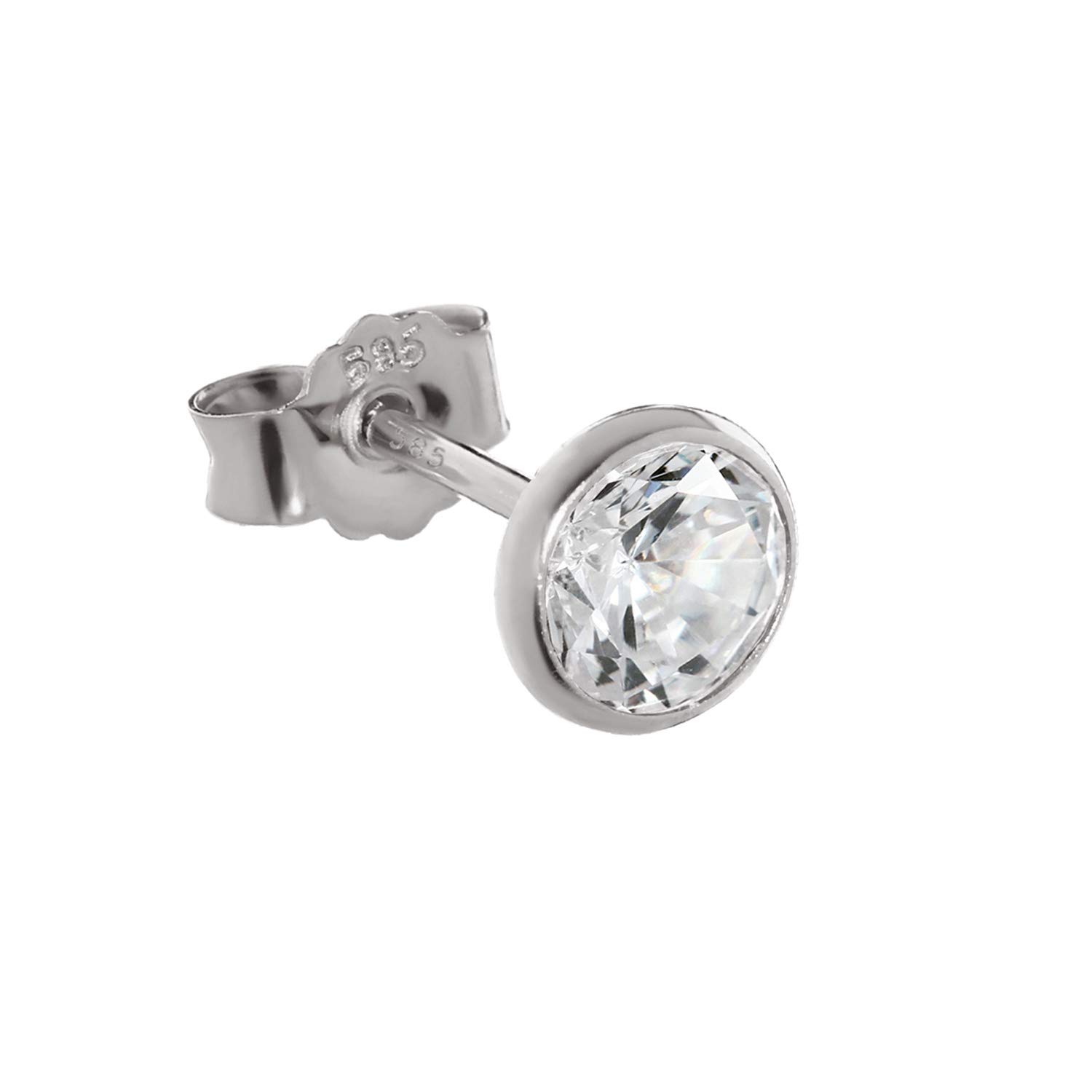 NKlaus SINGLE 5,3mm stud earrings white gold earring Zirkonai white 2076