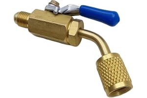 for r32 R454A Ball Valve Adapter 1/4 SAE-LH to for flare for(Blue) | Secure for r32/R454 connection, left-hand thread, precise sealing, HVAC charging, cylinder compatibility