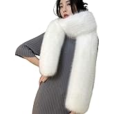 EMGILL Fluffy Faux Fox Fur Shawl Womens Wedding Halloween 1920s Party Stole Shrug Neck Warmer Collar Winter Fur Scarf Shawl