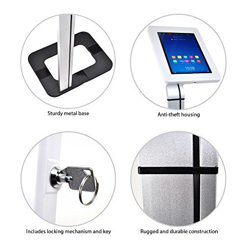 Pyle PSPADLK38 Anti-Theft iPad/Tablet Kiosk Public Display Floor Stand (Works with iPad Generations 2, 3, 4, iPad Air, iPad Air 2)