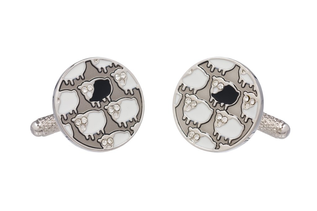 Cufflinks - Black Sheep In a Flock Of Sheep Cufflinks in an Onyx Art Cufflink Box