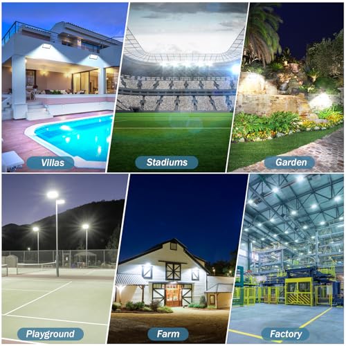 TASINUO Outdoor LED Spotlights 300W IP67 Waterproof Outdoor Projector 2 Piece | 6500K Cool White Security Light, 30000LM Powerful Outdoor LED Lights with Transformer for Terrace Garage Workshop Garden